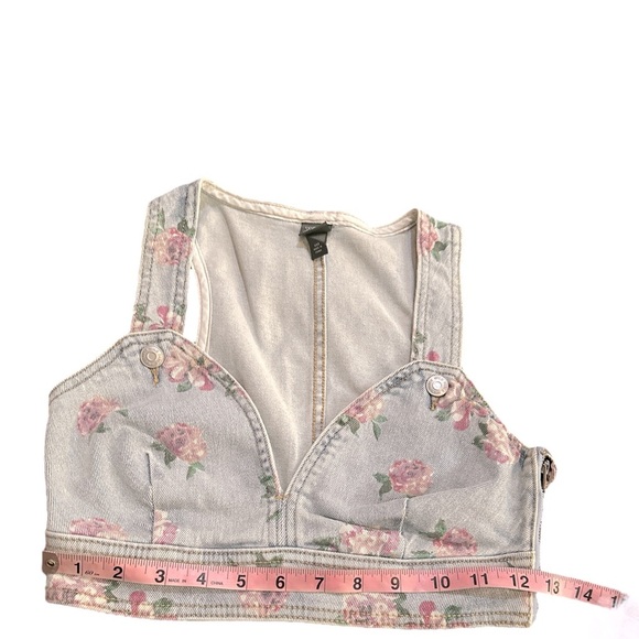Wild Fable Denim Floral Crop Top XXS – Light Wash - Picture 8 of 9
